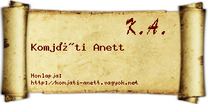 Komjáti Anett névjegykártya